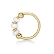 14K Yellow Gold 10 MM Hoop Nose Ring with White Beads, 20 Gauge