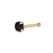 14K Yellow Gold 3 MM Black Onyx Straight Bone Stud Nose Ring, 20 Gauge