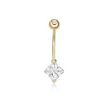 10K Yellow Gold 6 MM Princess Cubic Zirconia Belly Ring
