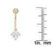 10K Yellow Gold 6 MM Princess Cubic Zirconia Belly Ring