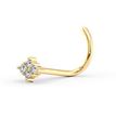 14K Yellow Gold Square Cubic Zirconia Curved Screw Nose Ring, 20 Gauge