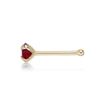 14K Yellow Gold 3 MM Red Swarovski Straight Bone Stud Nose Ring, 20 Gauge