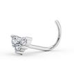 14K White Gold Heart Shaped Curved Screw Nose Ring, 20 Gauge