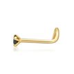 14K Yellow Gold Black Diamond Curved Screw Nose Ring, 0.07 Carat, 22 Gauge