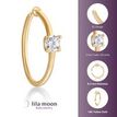 14K Yellow Gold 2 MM Cubic Zirconia Hoop Nose Ring, 22 Gauge