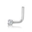 14K White Gold L-Shaped Lab Grown Diamond Nose Ring, 0.02 Carat, 20 Gauge