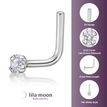 14K White Gold L-Shaped Lab Grown Diamond Nose Ring, 0.02 Carat, 20 Gauge