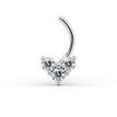 14K White Gold Heart Shaped Curved Screw Nose Ring, 20 Gauge