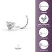 14K White Gold Heart Shaped Curved Screw Nose Ring, 20 Gauge