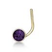 14K Yellow Gold 3 MM Purple Swarovski Curve Stud Nose Ring, 20 Gauge