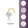14K Yellow Gold Curve 3 MM Cubic Zirconia Stud Nose Ring, 22 Gauge