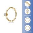14K Yellow Gold Diamond Hoop Nose Ring, 0.02 Carat, 22 Gauge