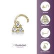 10K Yellow Gold 2 MM Cubic Zirconia Triangle Stud Nose Ring, 20 Gauge