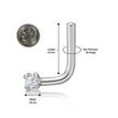 14K White Gold L-Shaped Lab Grown Diamond Nose Ring, 0.02 Carat, 20 Gauge