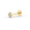 10K Yellow Gold Internally Threaded Cubic Zirconia Star Shape Jeweled Micro Labret, 16 Gauge