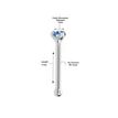 14K White Gold Straight Bone Aqua Swarovski Nose Ring, 20 Gauge