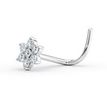 14K White Gold 0.06 Carat Lab Grown Diamond Flower Nose Ring, 20 Gauge