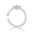 14K White Gold Flower Lab Grown Diamond Hoop Nose Ring, 0.07 Carat, 20 Gauge