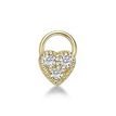 10K Yellow Gold Heart Lab Grown Diamond Stud Nose Ring, 0.04 Carat, 20 Gauge