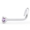 14K White Gold Curved Prong Violet Swarovski Nose Ring, 20 Gauge