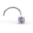14K White Gold Curved Prong Violet Swarovski Nose Ring, 20 Gauge