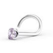 14K White Gold Curved Prong Violet Swarovski Nose Ring, 20 Gauge