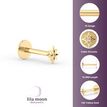 14K Yellow Gold  Star Internally Threaded Cubic Zirconium Micro Labret, 16 Gauge