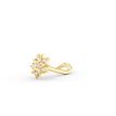 14K Yellow Gold Curved Cubic Zirconia Nose Stud, 20 Gauge