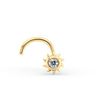 14K Yellow Gold Curved Cubic Zirconia Sun Nose Ring, 20 Gauge
