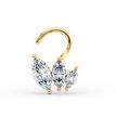 14K Yellow Gold Curved Marquee Cubic Zirconia Nose Stud, 20 Gauge