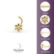 14K Yellow Gold Curved Cubic Zircona Nose Stud, 20 Gauge