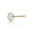 14K Yellow Gold Straight Bone 3 MM Cubic Zirconia Stud Nose Ring, 20 Gauge