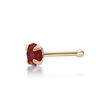 14K Yellow Gold 3 MM Red Swarovski Straight Bone Stud Nose Ring, 20 Gauge