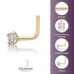 14K Yellow Gold L-Shaped Diamond Nose Ring, 0.07 Carat, 22 Gauge