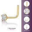 14K Yellow Gold L-Shaped Diamond Nose Ring, 0.07 Carat, 20 Gauge