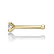 14K Yellow Gold Straight Bone Diamond Nose Ring, 0.07 Carat, 22 Gauge