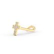14K Yellow Gold Cross Curved Cubic Zirconia Nose Stud, 20 Gauge