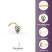 14K Yellow Gold Pear Shape Cubic Zirconium Curved Nose Ring, 20 Gauge