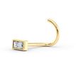 14K Yellow Gold Curved Baguette Cubic Zirconia Nose Ring, 20 Gauge