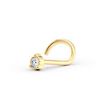 14K Yellow Gold Curved Cubic Zirconia Nose Ring, 20 Gauge
