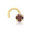 14K Yellow Gold Curved Screw Brown Diamond Nose Ring, 0.05 Carat, 20 Gauge