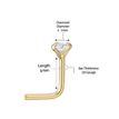14K Yellow Gold L-Shaped Diamond Nose Ring, 0.07 Carat, 22 Gauge