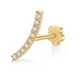 14K Yellow Gold Cubic Zirconia Curve Cartilage Earring