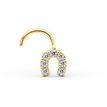 14K Yellow Gold Curved Cubic Zirconia Horseshoe Nose Ring, 20 Gauge