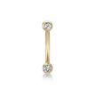 14K Yellow Gold 5/16 Inch Eyebrow Barbell with Cubic Zirconia