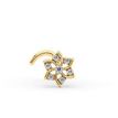14K Yellow Gold Curved Cubic Zirconia Nose Stud, 20 Gauge