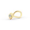 14K Yellow Gold Curved Cubic Zirconia Sun Nose Ring, 20 Gauge