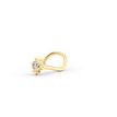 14K Yellow Gold Curved Cubic Zirconia Sun Nose Ring, 20 Gauge