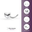 14K White Gold Heart Curved Screw Nose Ring, 20 Gauge