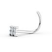 14K White Gold Curved Screw Square Cubic Zirconia Nose Ring, 20 Gauge